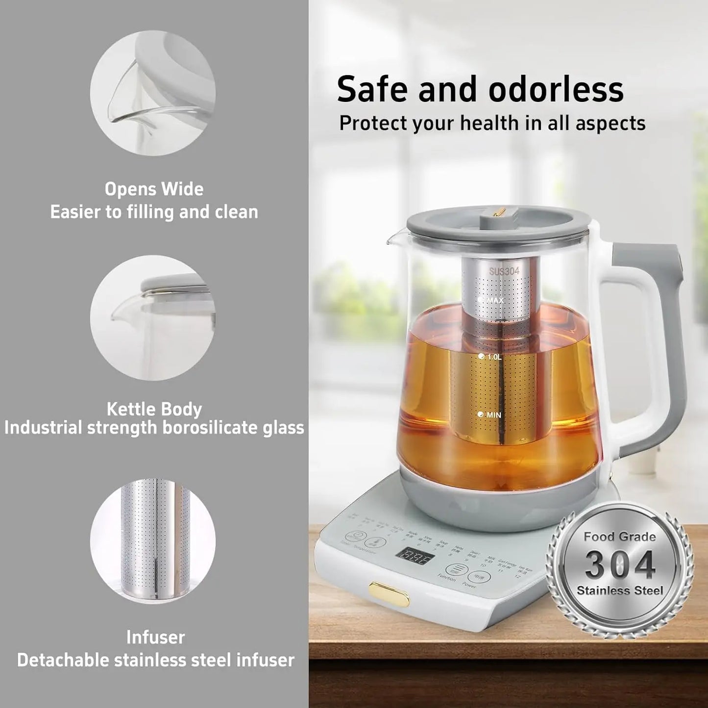 Smart Electric Health Pot – 12 Functions, Infuser, Temperature Control & Keep-Warm