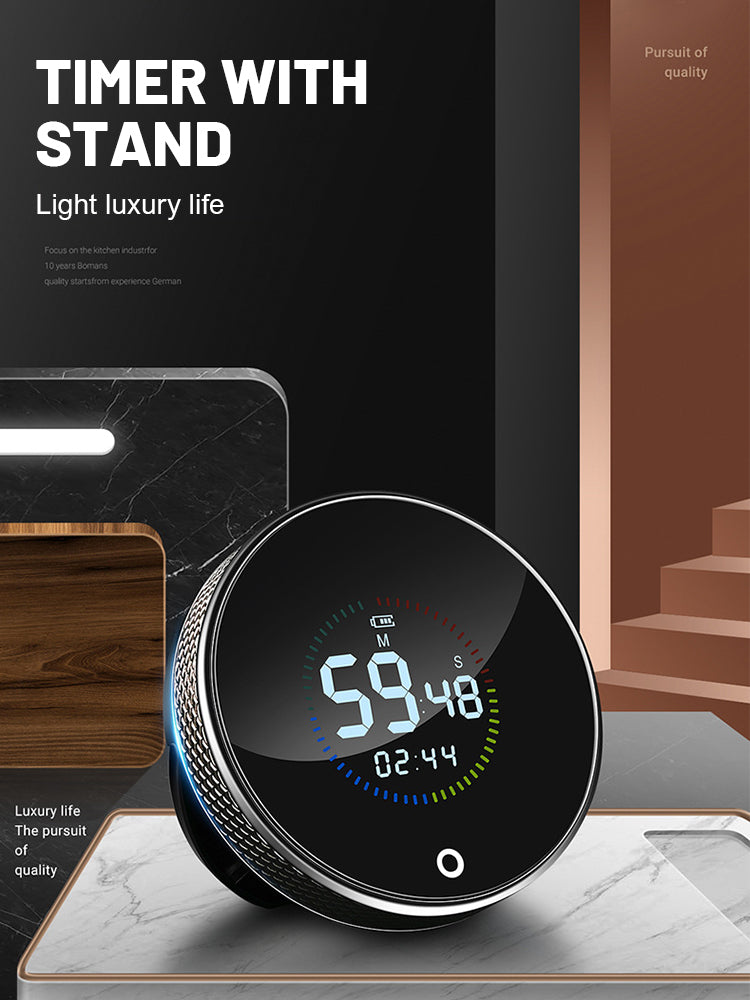 Magnetic Smart Kitchen Timer – Rotatable Digital Countdown Timer with LED Display & Alarm