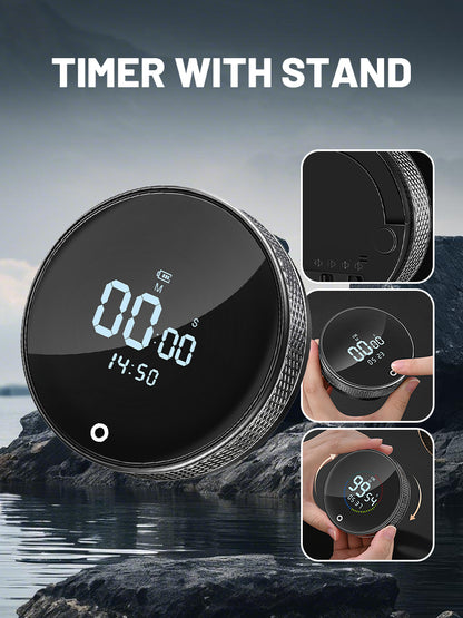 Magnetic Smart Kitchen Timer – Rotatable Digital Countdown Timer with LED Display & Alarm