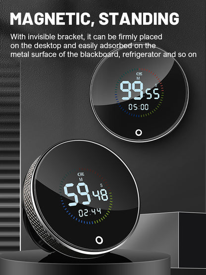 Magnetic Smart Kitchen Timer – Rotatable Digital Countdown Timer with LED Display & Alarm