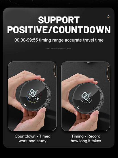 Magnetic Smart Kitchen Timer – Rotatable Digital Countdown Timer with LED Display & Alarm