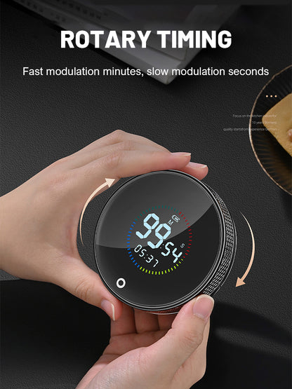 Magnetic Smart Kitchen Timer – Rotatable Digital Countdown Timer with LED Display & Alarm