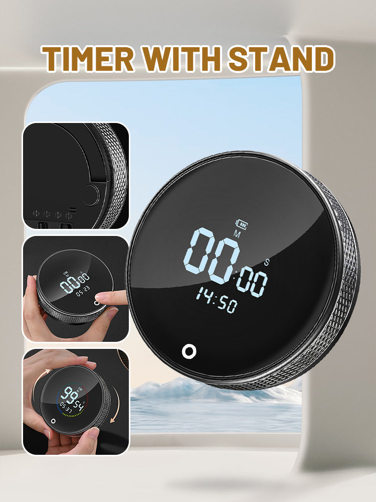 Magnetic Smart Kitchen Timer – Rotatable Digital Countdown Timer with LED Display & Alarm