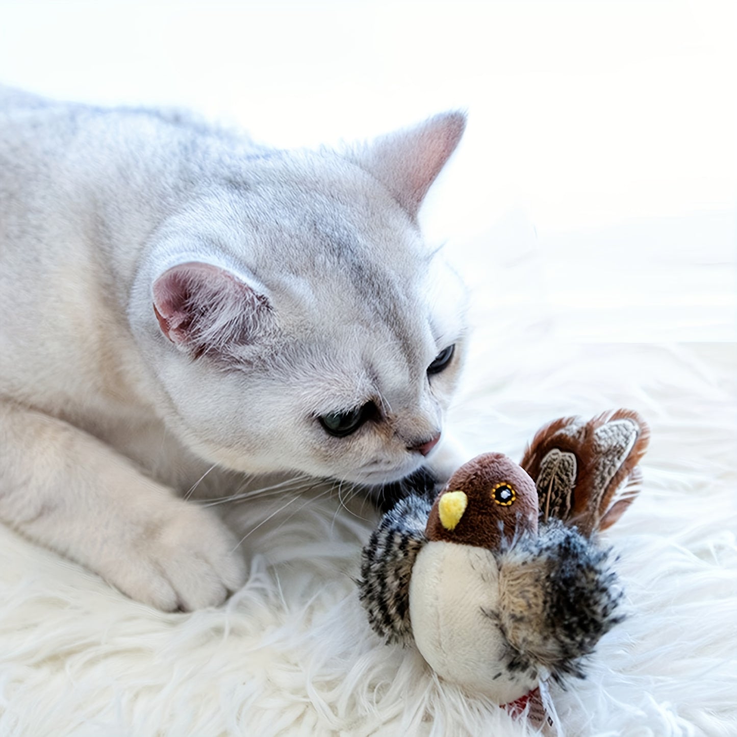 Interactive Plush Bird Cat Toy