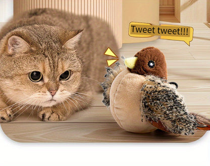 Interactive Plush Bird Cat Toy