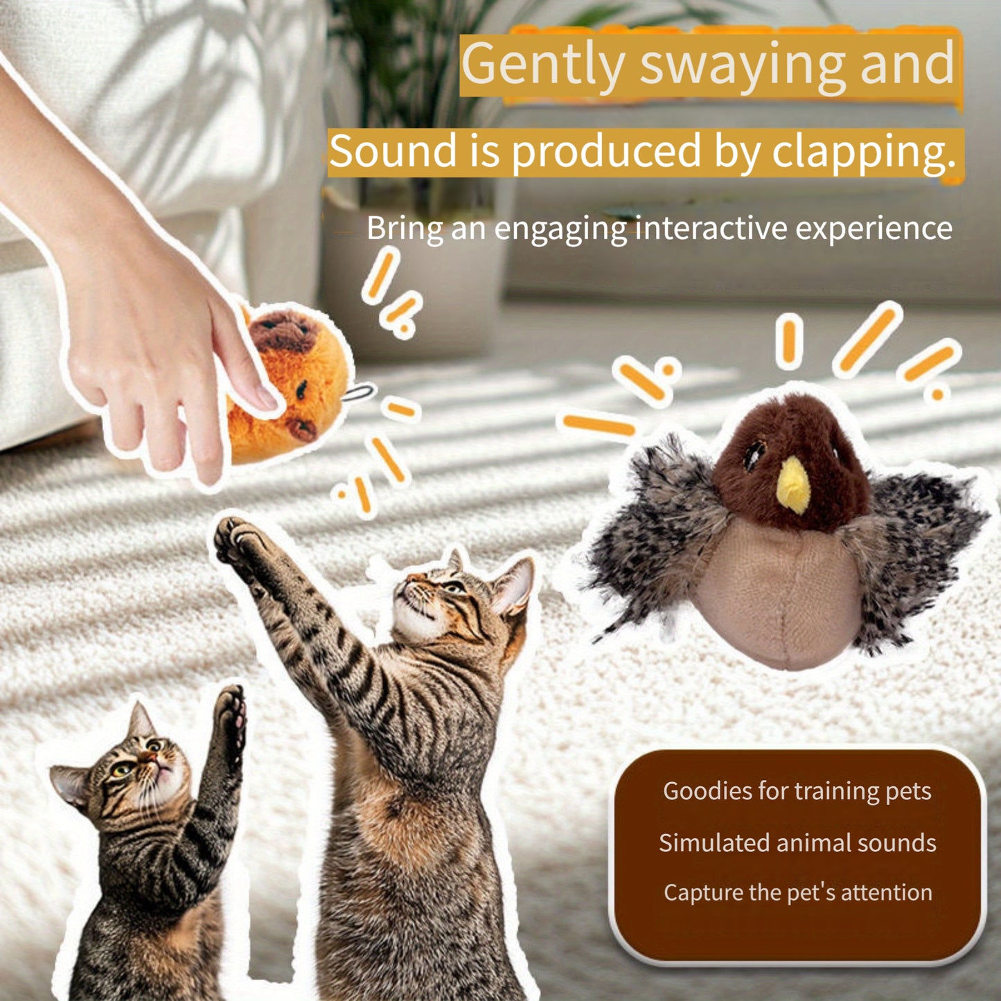 Interactive Plush Bird Cat Toy