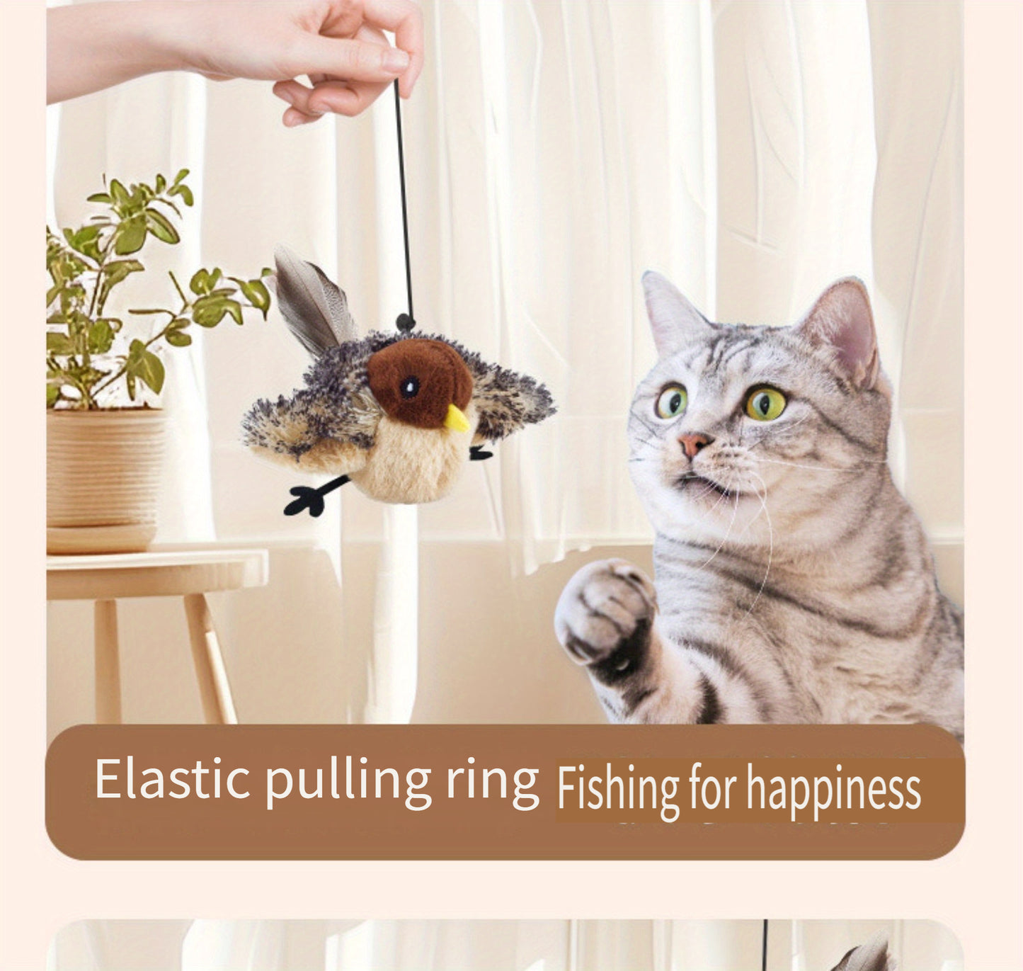 Interactive Plush Bird Cat Toy