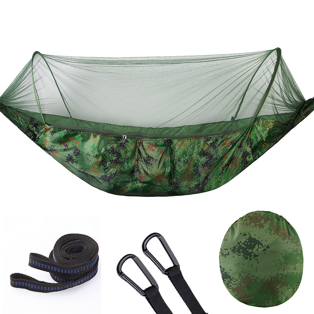 BreezyBunk™ Fully Automatic Quick Opening Hammock With Mosquito Net