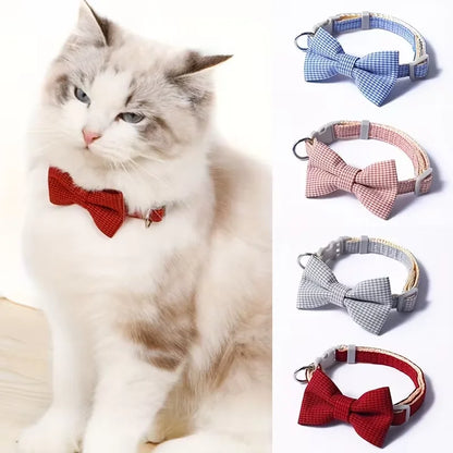 1 Piece Adjustable Plaid Cat Collar Tie Knot