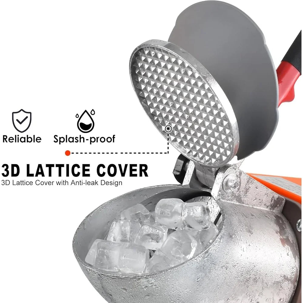 Electric Shaved Ice Machine with 3 Stainless Steel Blades – 300W High-Efficiency Snow Cone Maker, Anti-Splash Design, Includes Ice Pick & Scoop – Perfect for Home, Parties, and Food Trucks