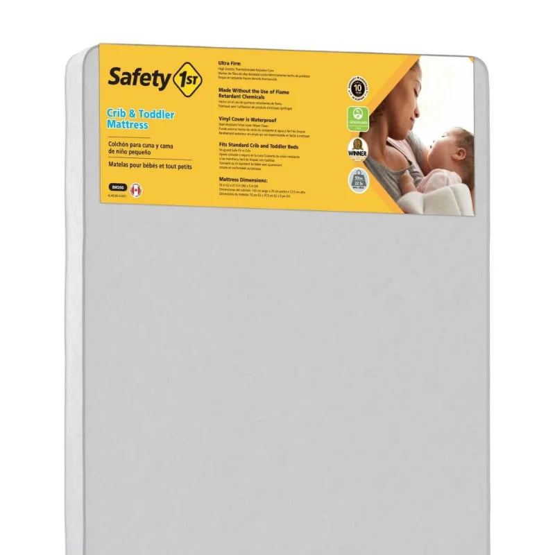 Safety 1st Sweet Dreams 5" Crib & Toddler Mattress – Waterproof Cover | Greenguard Gold Certified