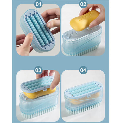 Multifunctional Soap Box with Built-In Roller Brush & Drainage