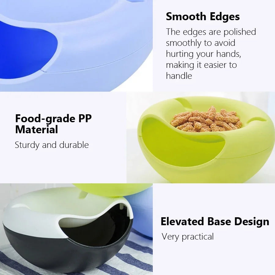 Creative Bowl Double Layer Dry Fruit Containers Snacks Seeds Storage Box Garbage Holder Plate Dish Organizer with Phone Holde