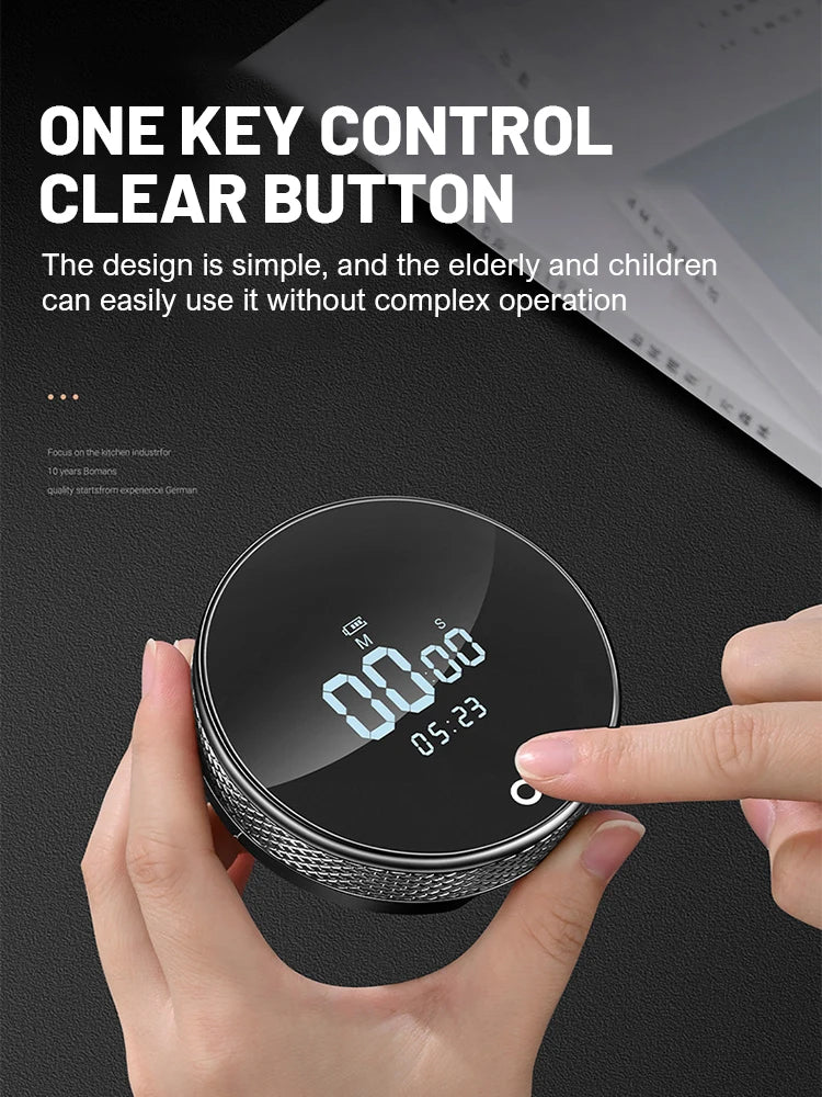 Magnetic Smart Kitchen Timer – Rotatable Digital Countdown Timer with LED Display & Alarm