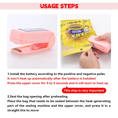 Mini Heat Bag Sealing Machine Package Sealer Bags Thermal Plastic Food Bag Closure Portable Sealer Food Packaging Heat Sealer