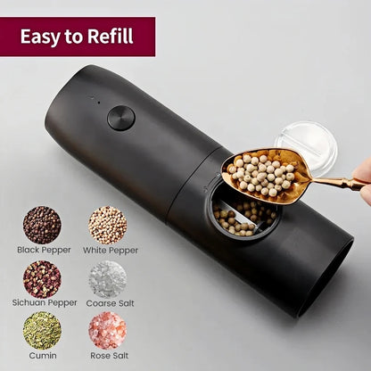 Automatic Electric Salt and Pepper Grinder Set – USB Rechargeable, Large Capacity, Adjustable Coarseness, Eco-Friendly Kitchen Cooking Tool