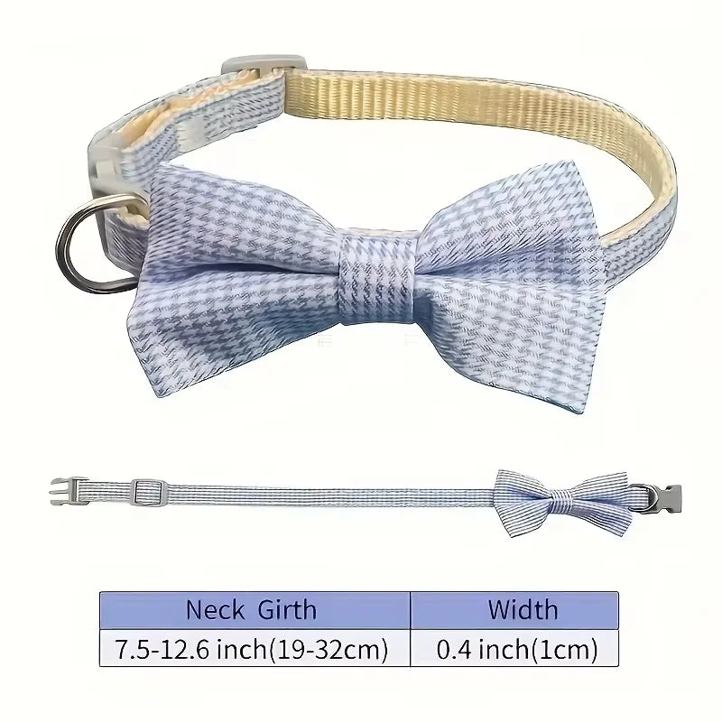 1 Piece Adjustable Plaid Cat Collar Tie Knot