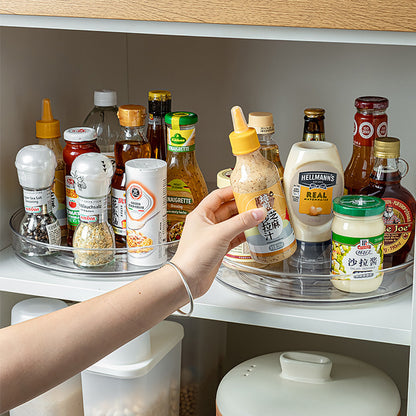 Turntable Organizer Multifunction Clear Rotating Storage Trays Plastic Kitchen Turntable Spice Rack Cosmetic Makeup Organizer