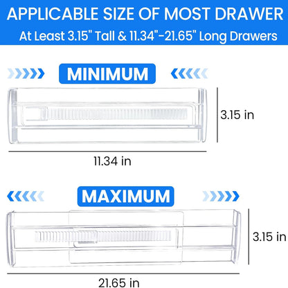 Drawer Dividers 4/6/8/12 Pack, Plastic Drawer Dividers for Baby Clothes, Kitchen Cutlery and Office Storage, Easy to Install