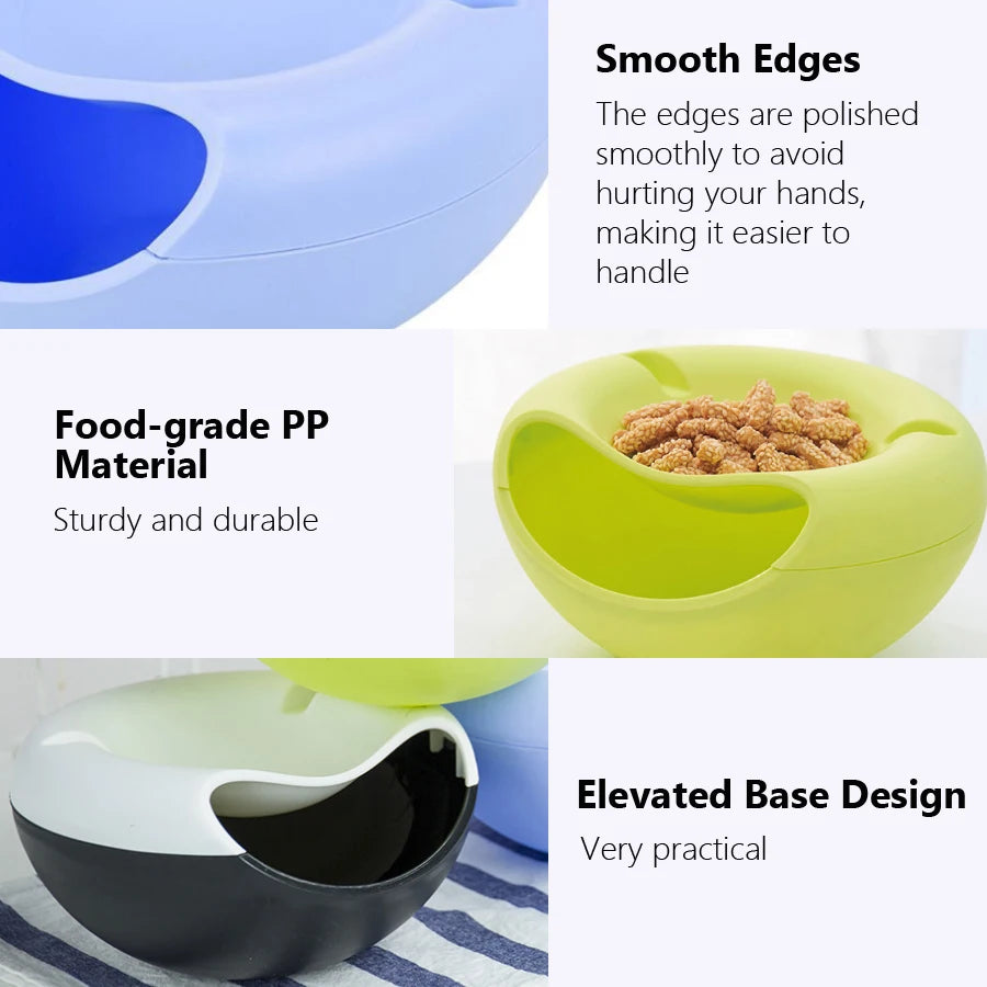 Creative Bowl Double Layer Dry Fruit Containers Snacks Seeds Storage Box Garbage Holder Plate Dish Organizer with Phone Holde