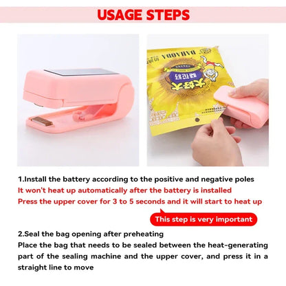Mini Heat Bag Sealing Machine Package Sealer Bags Thermal Plastic Food Bag Closure Portable Sealer Food Packaging Heat Sealer