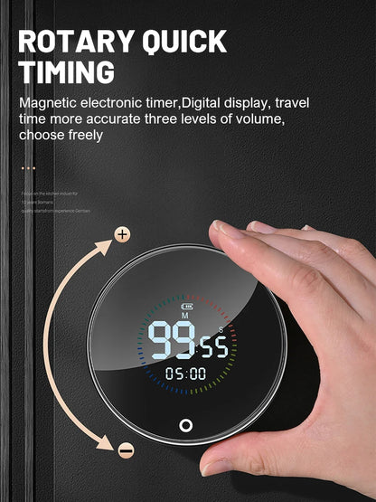 Magnetic Smart Kitchen Timer – Rotatable Digital Countdown Timer with LED Display & Alarm