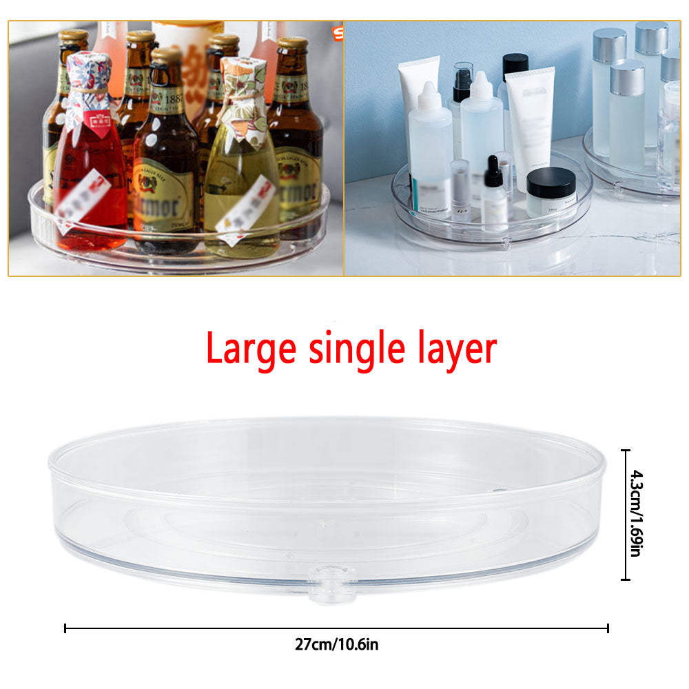 Turntable Organizer Multifunction Clear Rotating Storage Trays Plastic Kitchen Turntable Spice Rack Cosmetic Makeup Organizer
