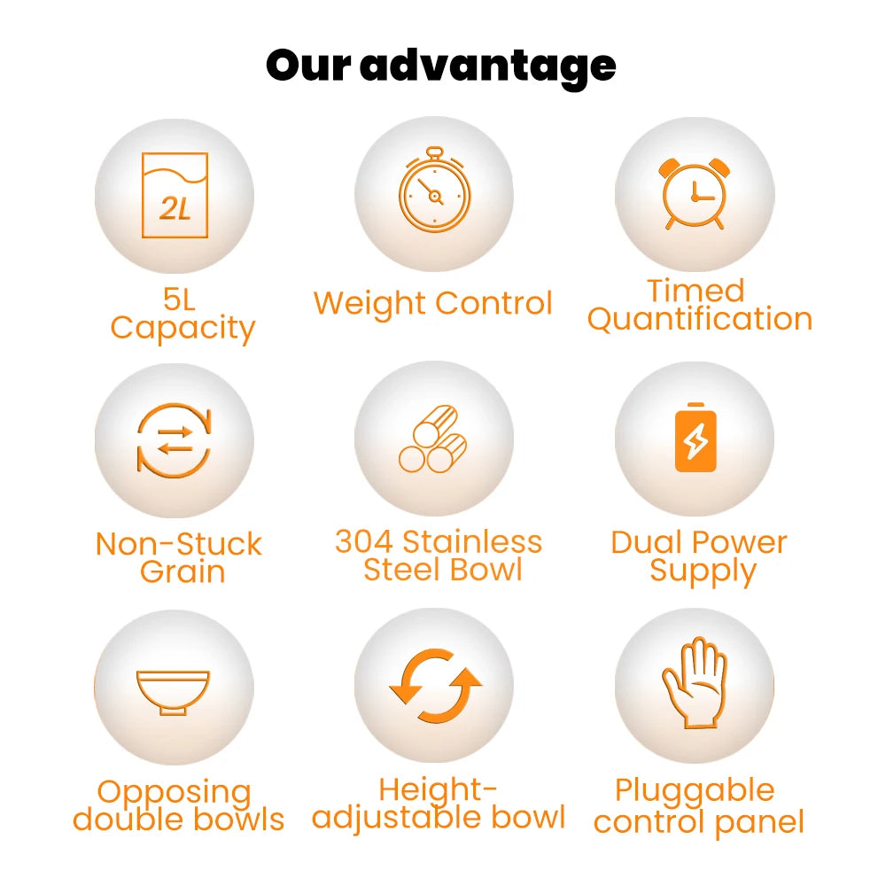 🐾 Smart Dual-Bowl Automatic Pet Feeder — Timed, Adjustable & Elegant