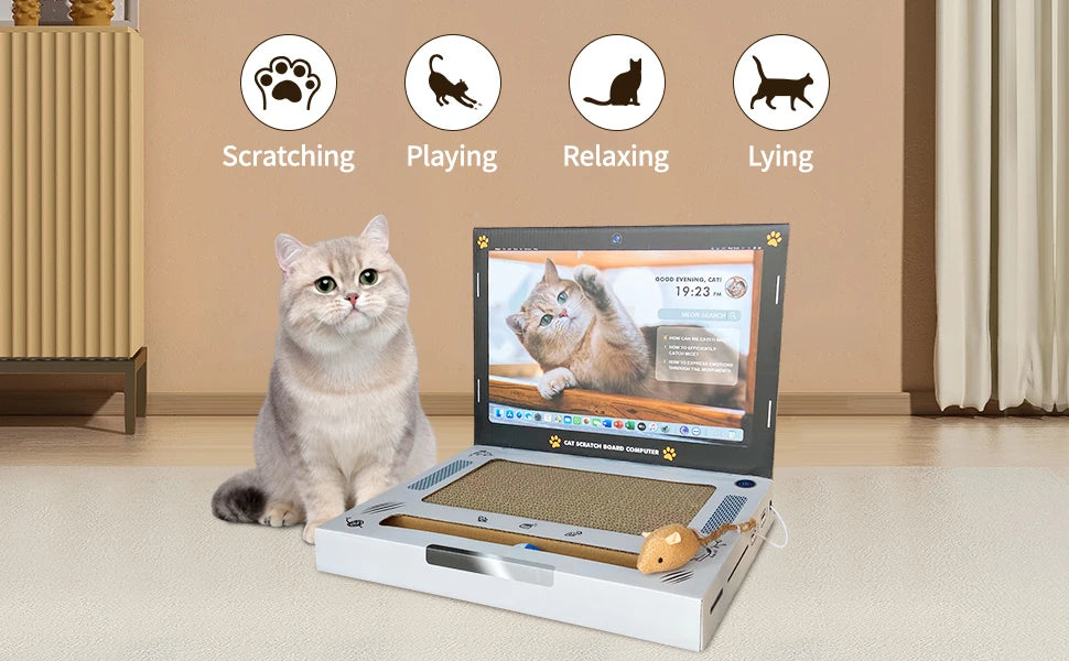 Cat Scratching Board Laptop