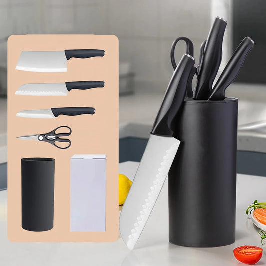 🔪 Premium Kitchen Knife Set with Holder & Scissors – Sharp, Durable & Stylish