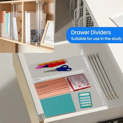 Drawer Dividers 4/6/8/12 Pack, Plastic Drawer Dividers for Baby Clothes, Kitchen Cutlery and Office Storage, Easy to Install