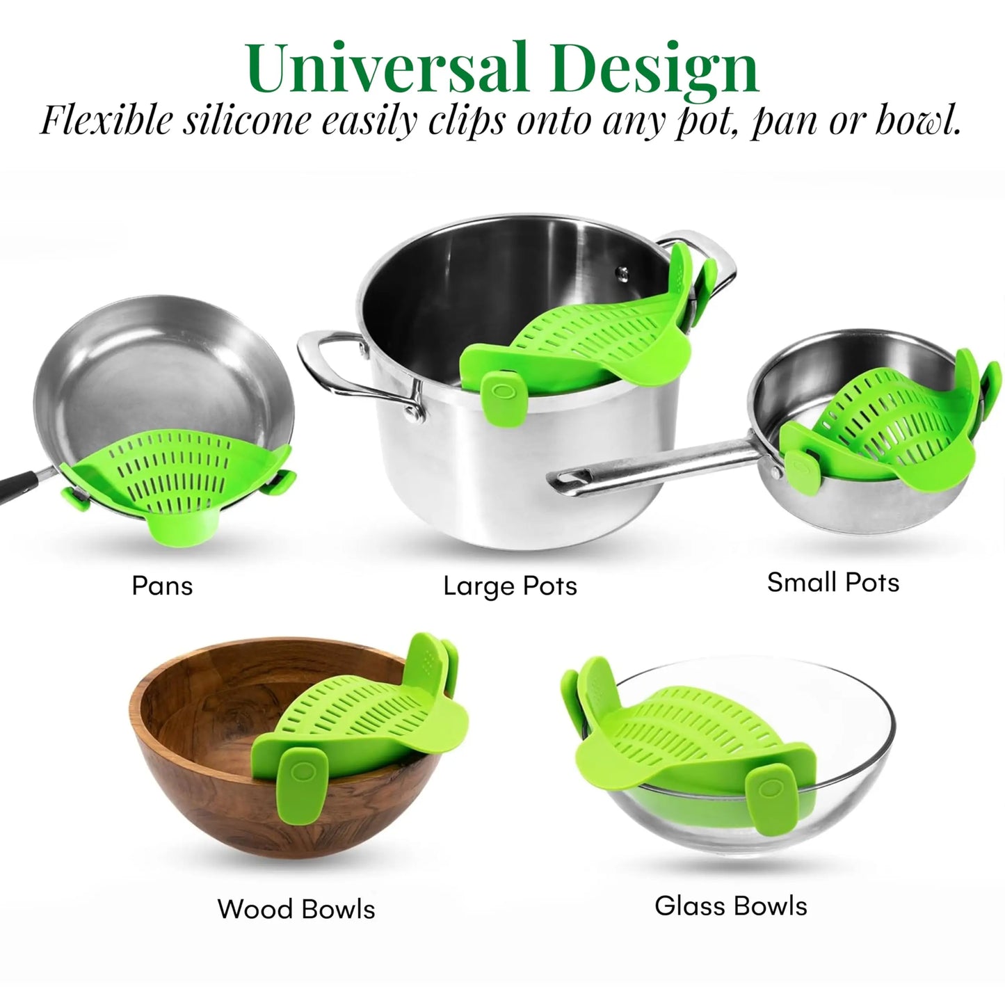 1pc Adjustable Silicone Clip-On Strainer – Handheld Pot Drainer for Pasta, Noodles &amp; Vegetables