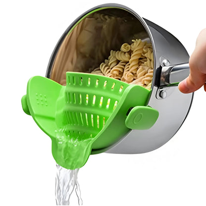 1pc Adjustable Silicone Clip-On Strainer – Handheld Pot Drainer for Pasta, Noodles &amp; Vegetables