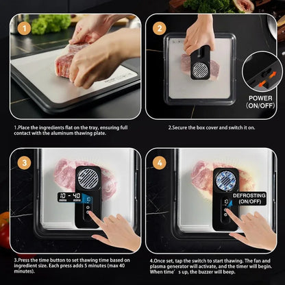 Rapid Defrosting Tray for Frozen Meat, Airflow Technology Thawing Mat Black