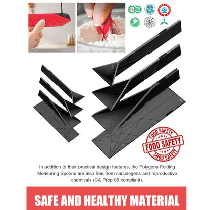 Measuring Spoons Set Adjustable - Flat 3-in-1 Folding Design with 6-in-1 Capacity | Magnetic 4-Piece Silicone Spoons for Tbsp Tsp | Food-Grade Kitchen Tool (4 Piece)