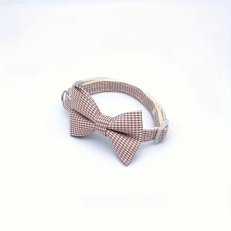 1 Piece Adjustable Plaid Cat Collar Tie Knot