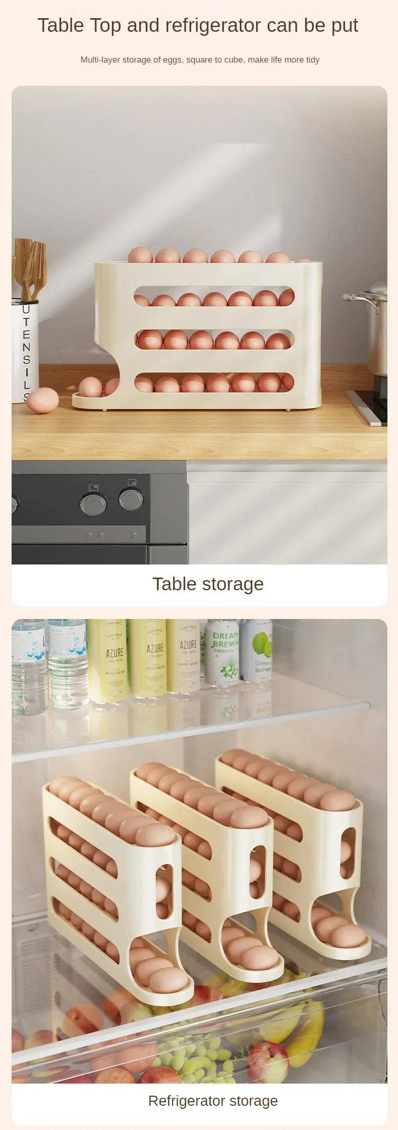 2-4-layer Slide Egg Storage Box Ladder Style Egg Box Storage Refrigerator Side Door Large Capacity Automatic Egg Rolling Machine