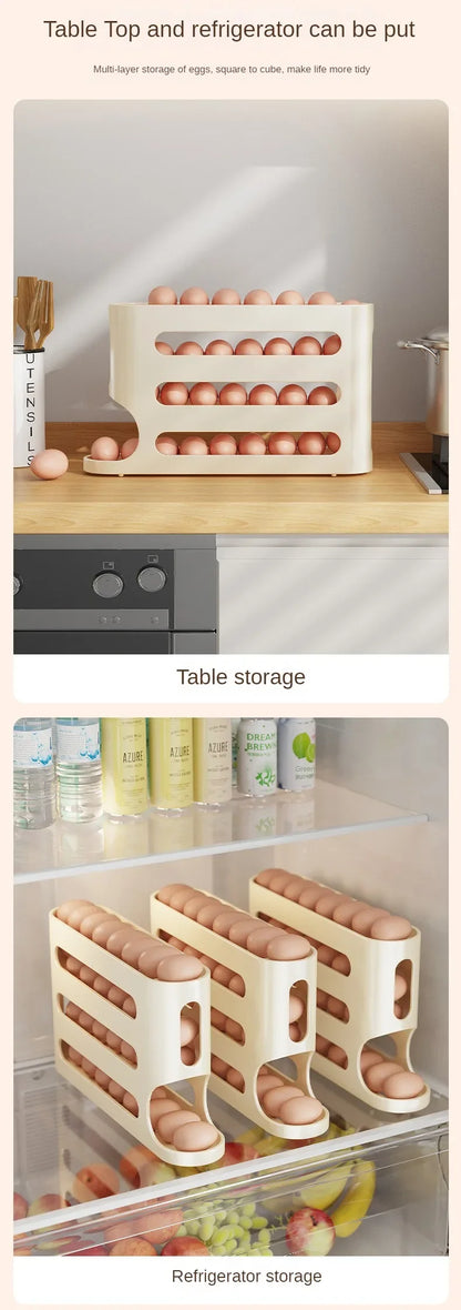 2-4-layer Slide Egg Storage Box Ladder Style Egg Box Storage Refrigerator Side Door Large Capacity Automatic Egg Rolling Machine
