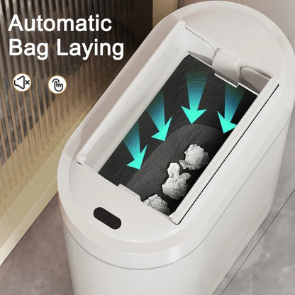 9L Smart Automatic Sensor Trash Can – Two-Way Sliding Lid, Bagging Adsorption, Wall-Mount Design