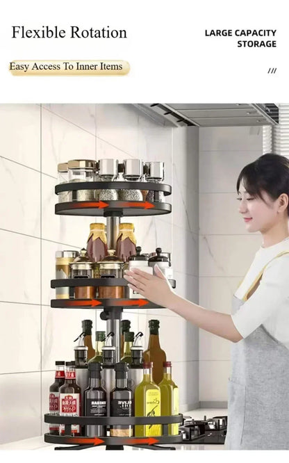 Non-Slip 360° Rotating Spice Rack – Multifunctional Kitchen Storage Tray