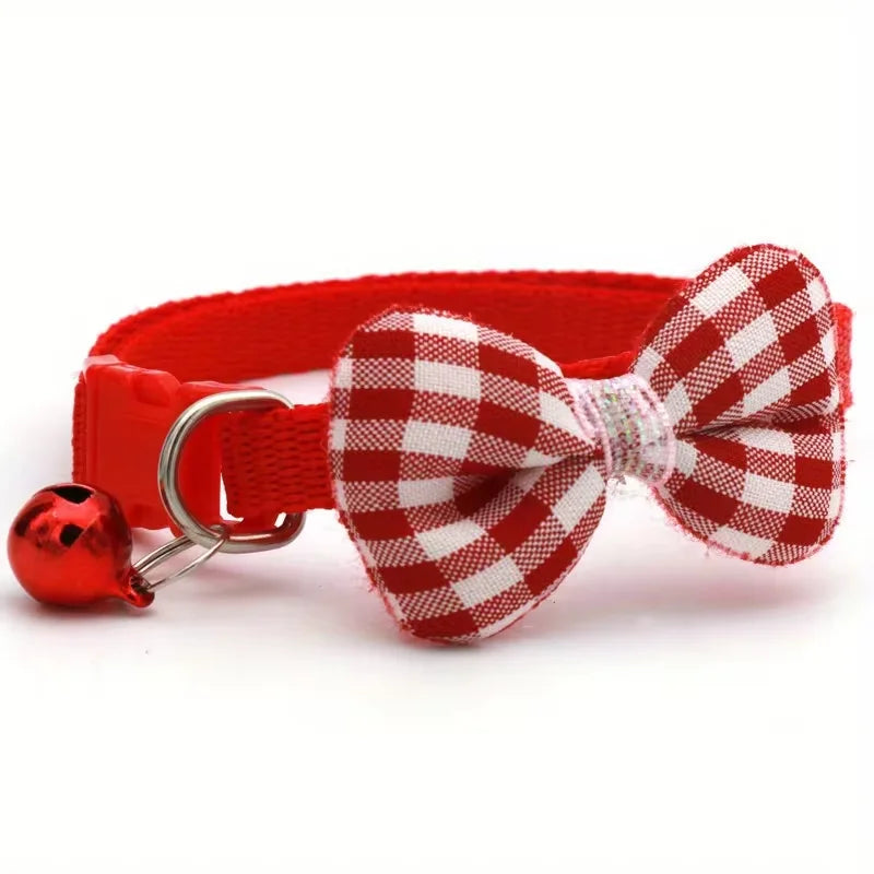 1 Piece Adjustable Plaid Cat Collar Tie Knot