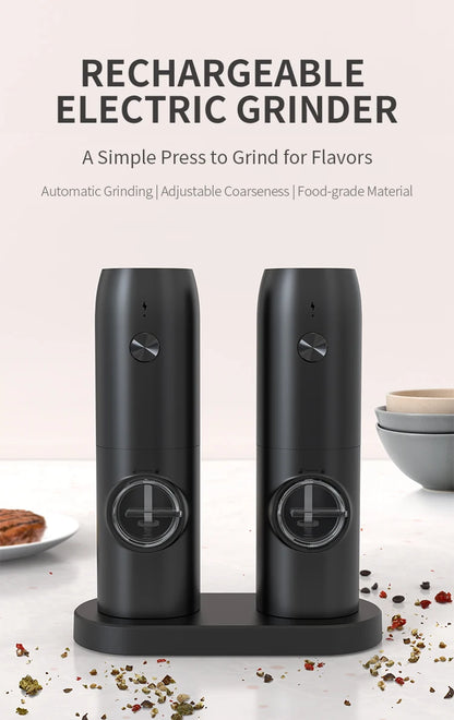 Automatic Electric Salt and Pepper Grinder Set – USB Rechargeable, Large Capacity, Adjustable Coarseness, Eco-Friendly Kitchen Cooking Tool