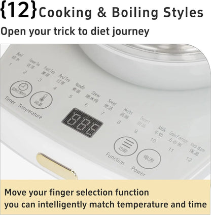Smart Electric Health Pot – 12 Functions, Infuser, Temperature Control & Keep-Warm