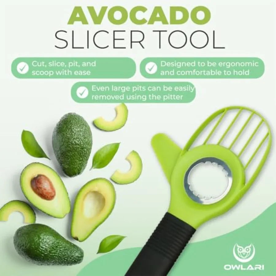 3 in 1 Avocado Tool Set with Avocado Cutter Pitter and Peeler Pineapple Corer and Slicer Peeler Crinkle Knife for Wavy Potato C
