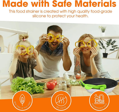 1pc Adjustable Silicone Clip-On Strainer – Handheld Pot Drainer for Pasta, Noodles &amp; Vegetables