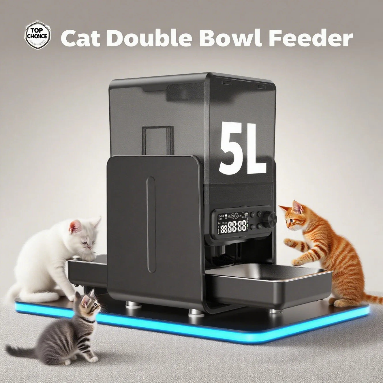 🐾 Smart Dual-Bowl Automatic Pet Feeder — Timed, Adjustable & Elegant