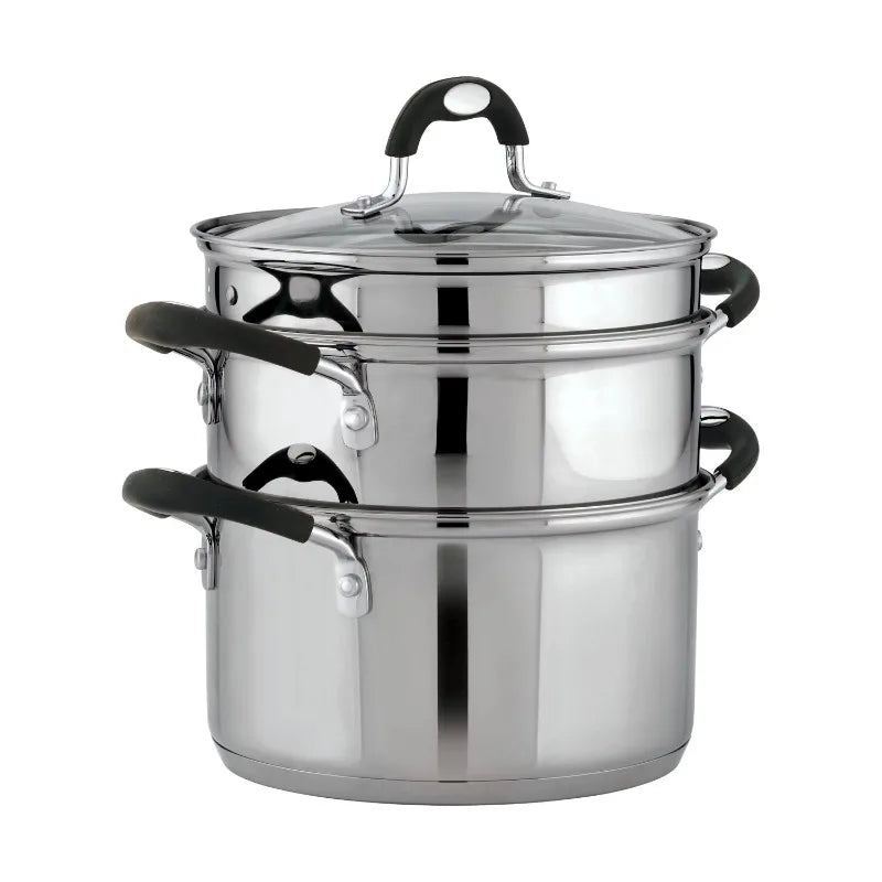 Tramontina Stainless Steel 3 Quart Steamer & Double-Boiler, 4 Piece