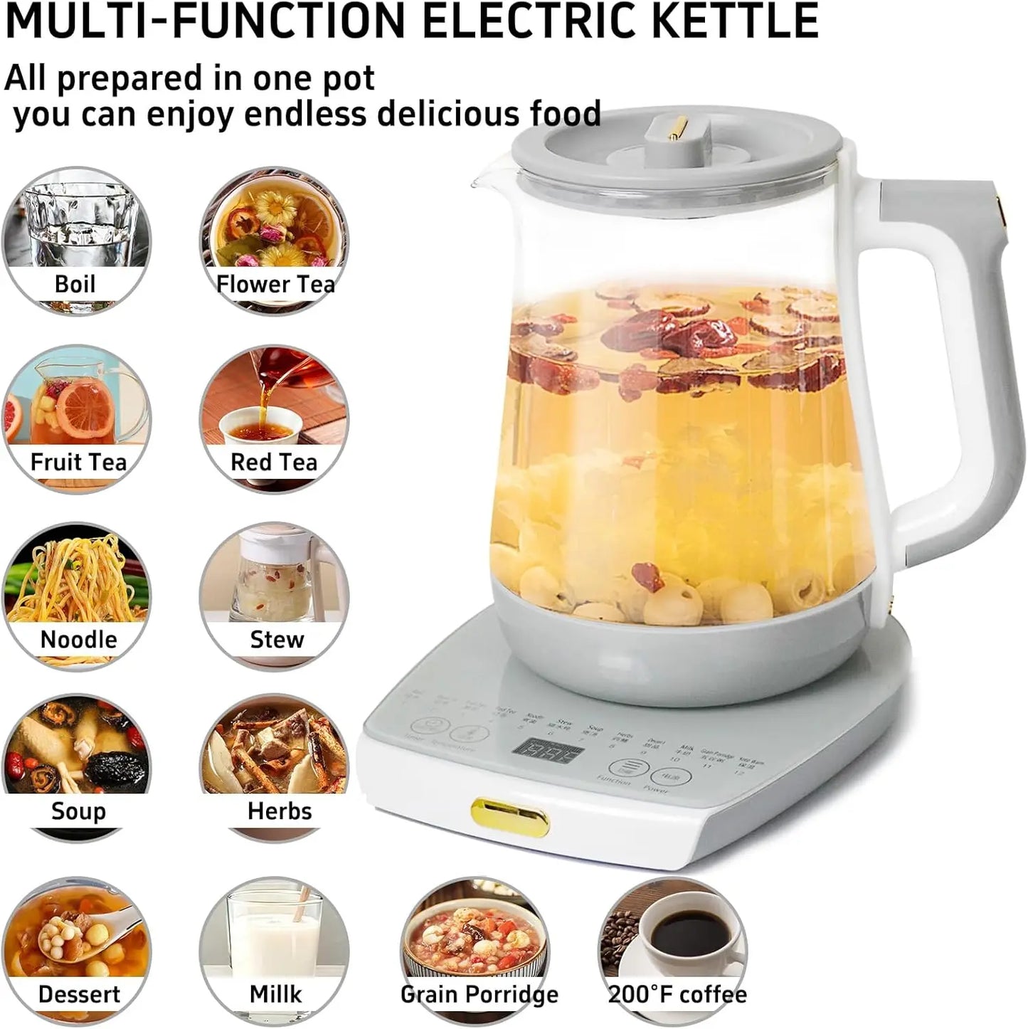 Smart Electric Health Pot – 12 Functions, Infuser, Temperature Control & Keep-Warm