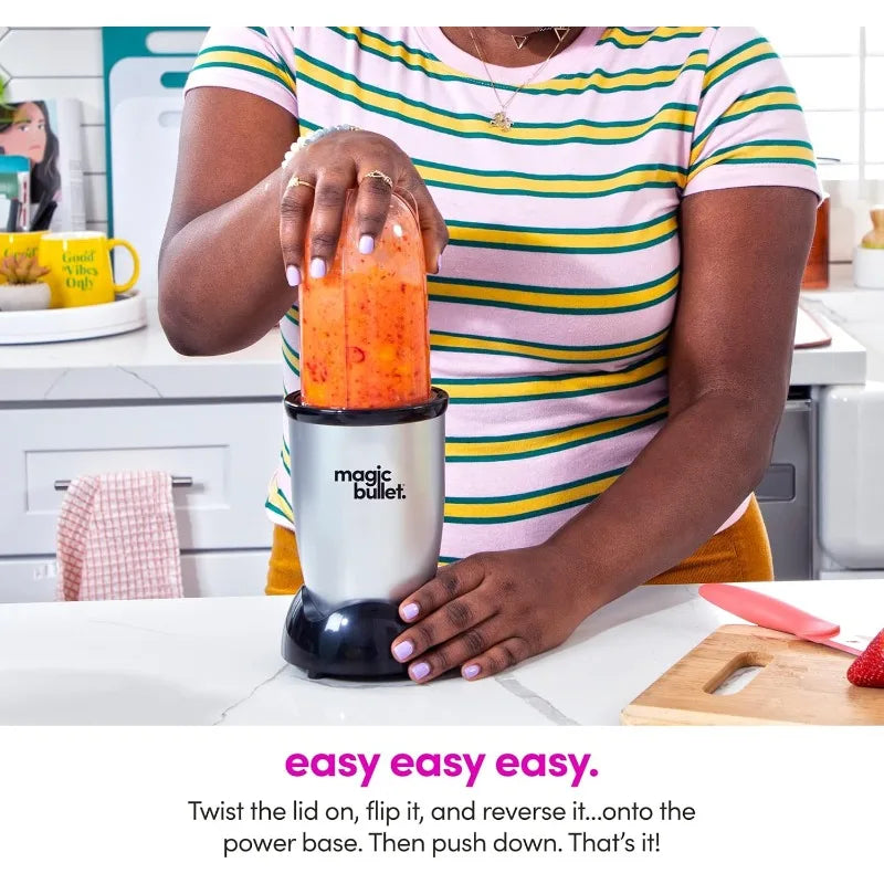 Magic Bullet Blender, Small, Silver – 11-Piece Set | High-Speed Personal Blender for Shakes, Smoothies & Food Prep