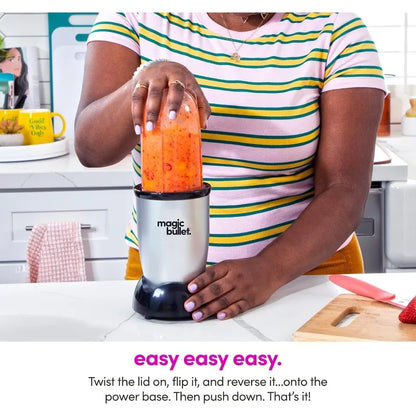 Magic Bullet Blender, Small, Silver – 11-Piece Set | High-Speed Personal Blender for Shakes, Smoothies & Food Prep